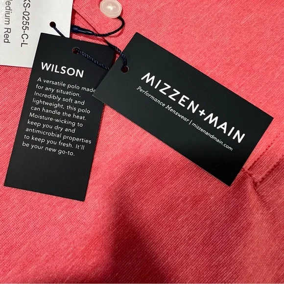 Mizzen + Main NWT red wilson polo large classic fitgolf country club‎ red